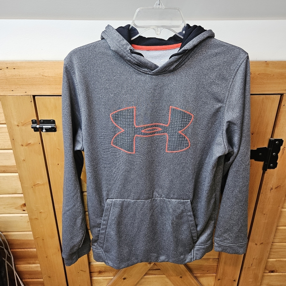 Under Armour Men's hoodie gray with orange logo, great condition